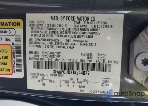 2018 Ford Fusion Hybrid S из США, поврежденный, VIN 3FA6P0UUXJR244829